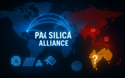 World map showing Pax Silica US critical mineral alliance and India excluded from the coalition